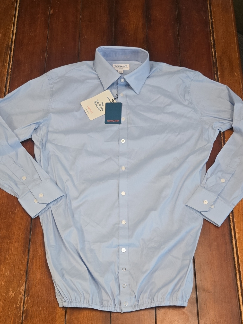 Tommy John Pale Blue Men's Stay- Tucked Dress Shirt